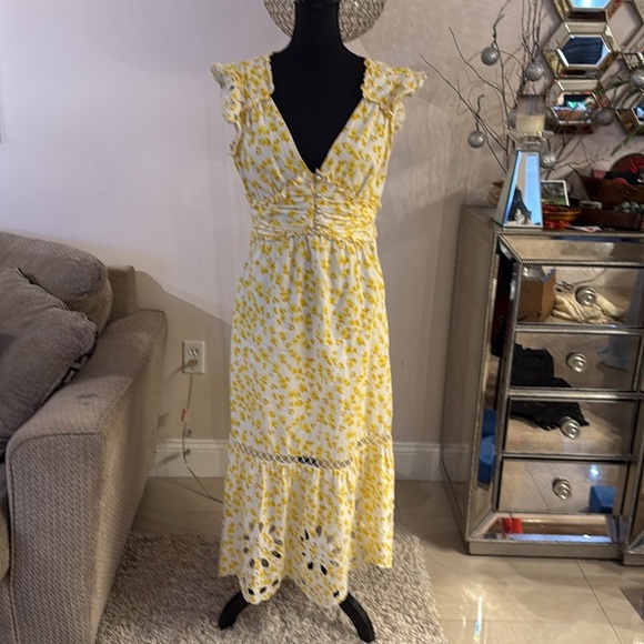 Rahi Yellow Floral Print Midi Dress size S - Picture 5 of 9
